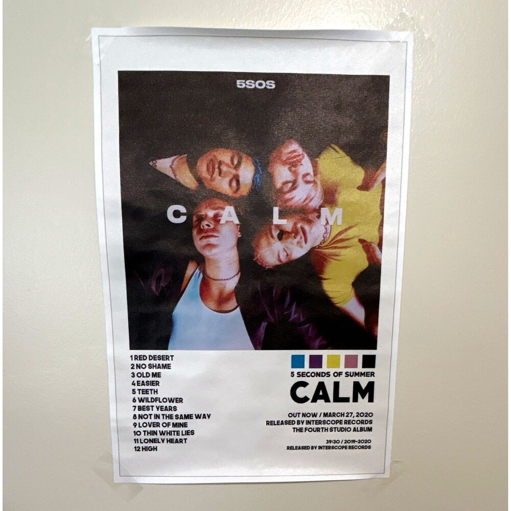 5 Seconds of Summer CALM 2020 Cloth Poster w/ Tracklist, Medium Unframed